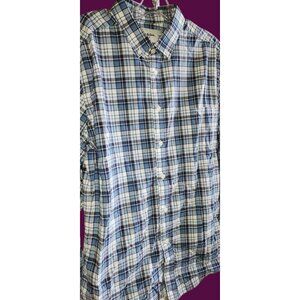 Goodfellow Blue & White Plaid Long Sleeve Button-Up Shirt Size L